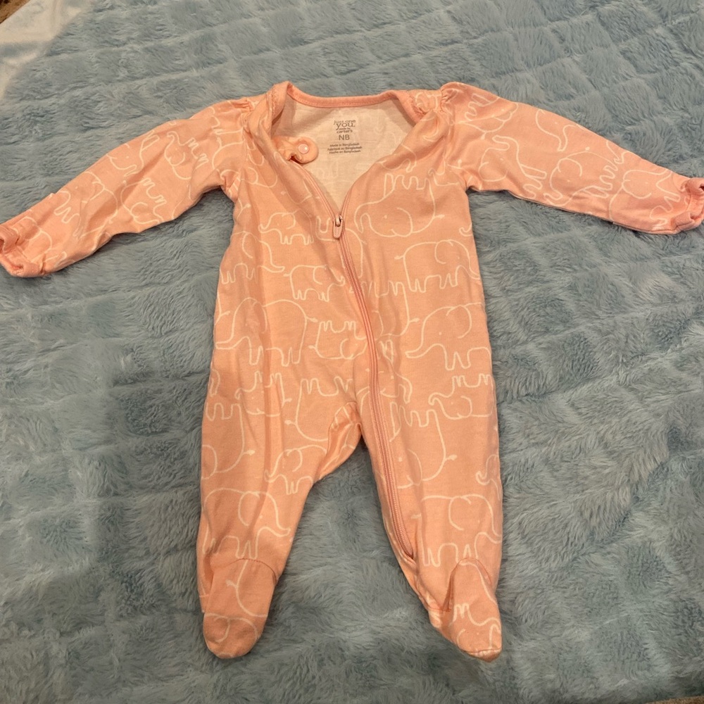 newborn baby elephant pink footie